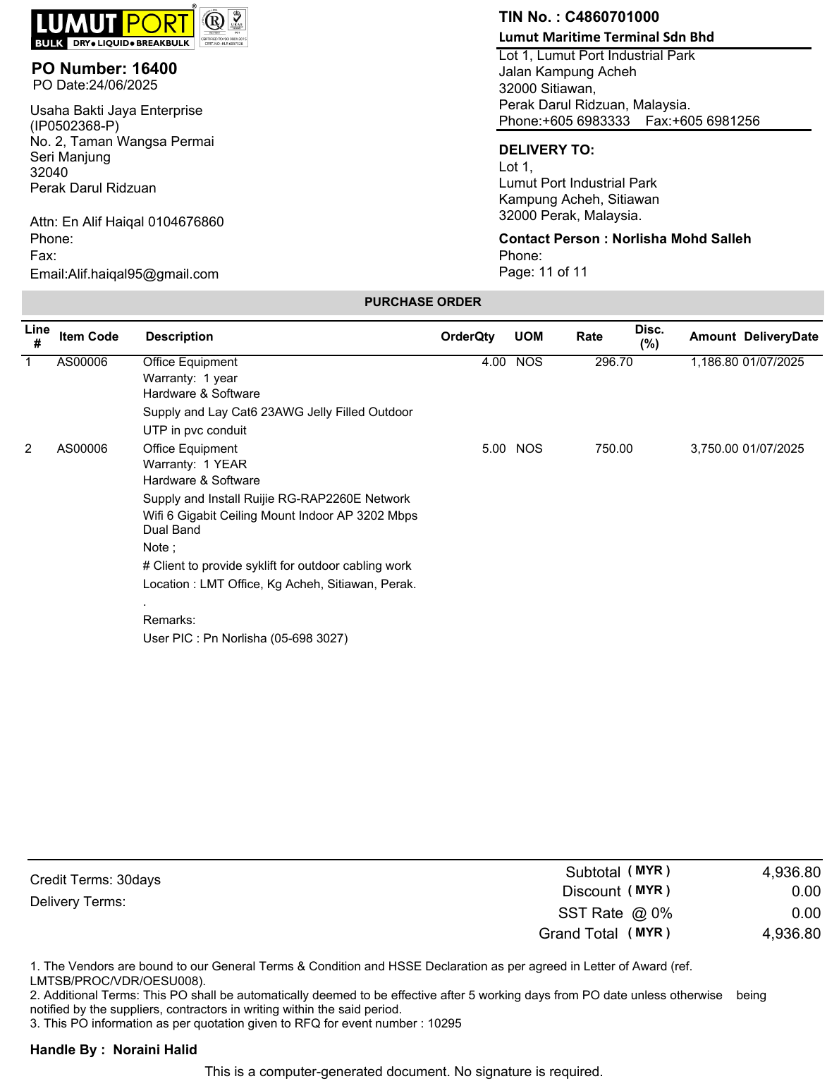 PO 16400 image proof for integrated building maintenance
