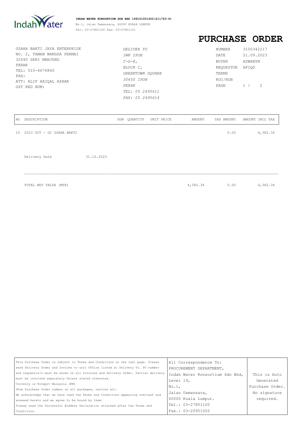 PO 3100342217 image proof for integrated building maintenance