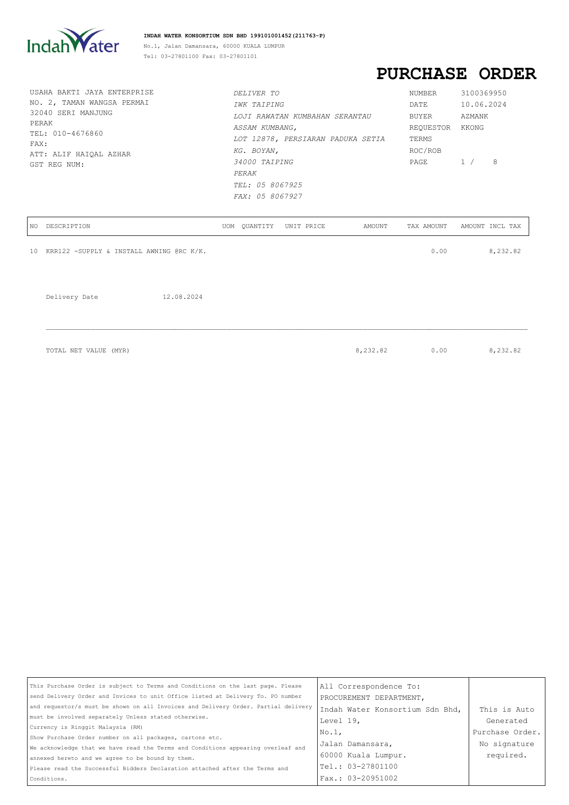 PO 3100369950 image proof for integrated building maintenance